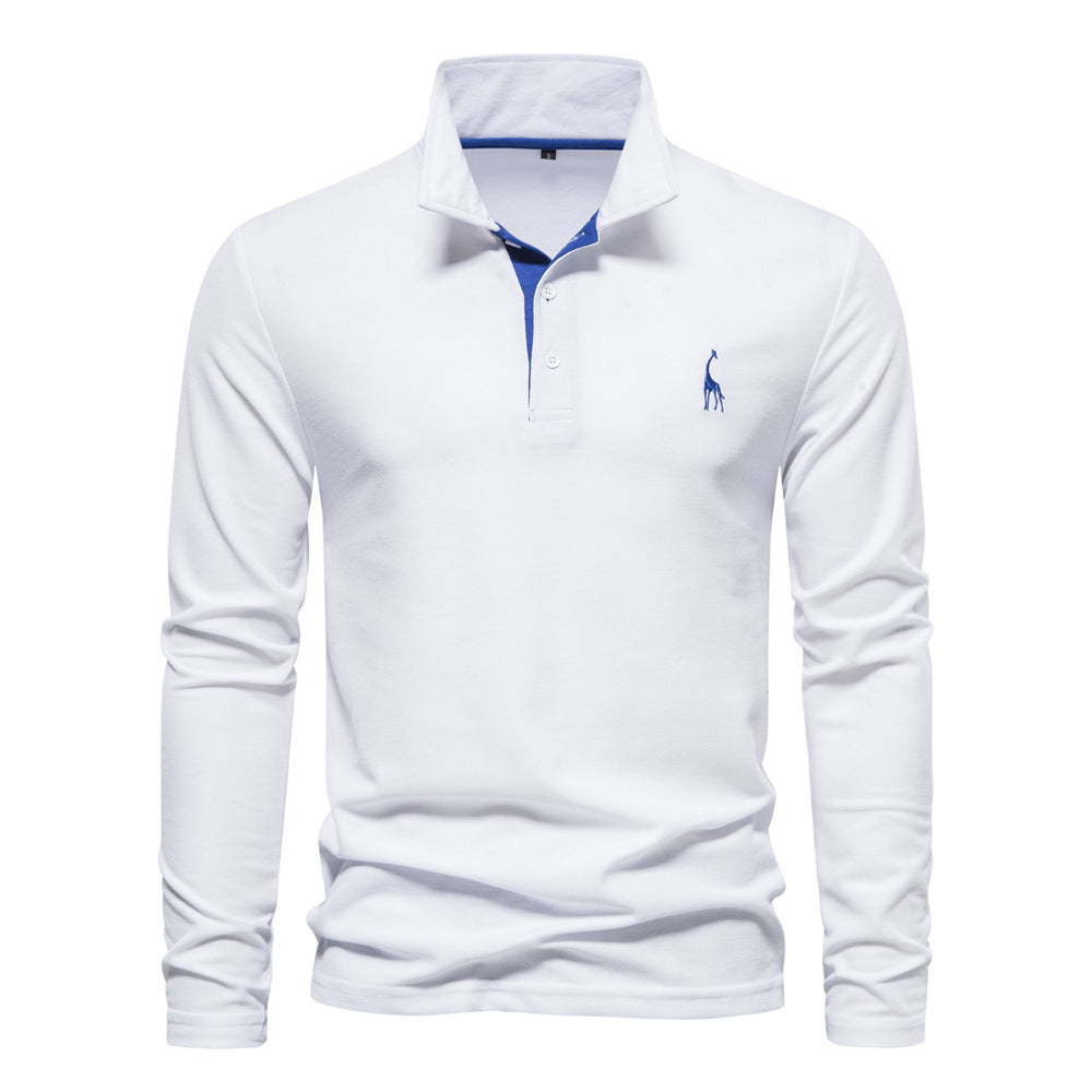 Herren Langarm Poloshirt mit modernem Kontrastkragen und hochwertigem Baumwollmix Drune