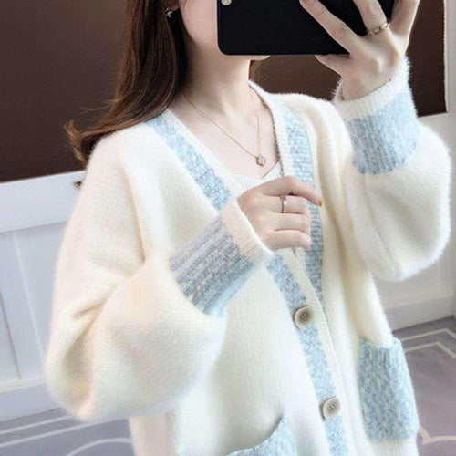 Damen Strickjacke mit modischen Kontrastdetails und tiefen Taschen Drune