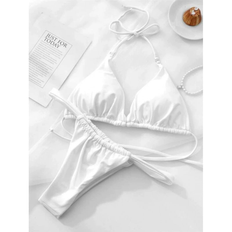 Damen Triangel-Bikini mit verstellbaren Bindebändern und elastischem Bund Drune