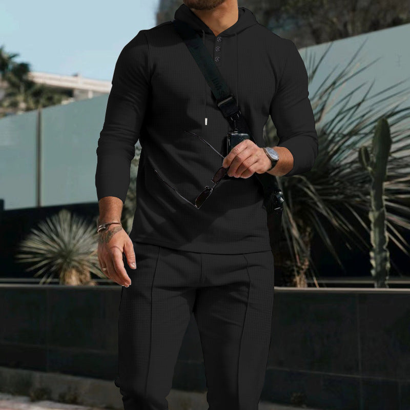 Herren nan Slim-Fit Kapuzenpullover und Jogginghose Set aus atmungsaktivem Funktionsjersey Drune