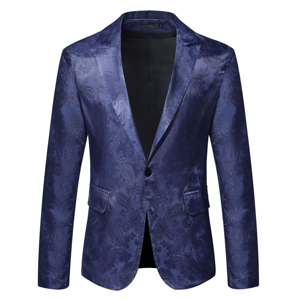 Herren Eleganter Paisley Muster Satin Blazer Drune