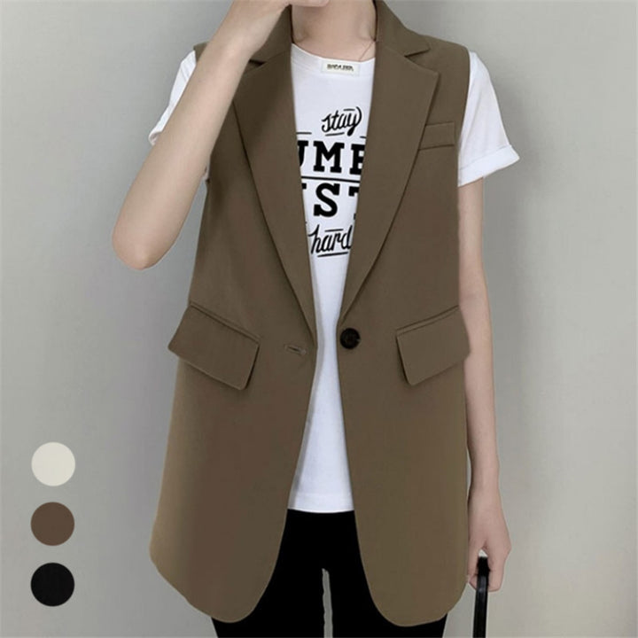 Damen Modischer Blazer ohne Ärmel mit tailliertem Schnitt Drune