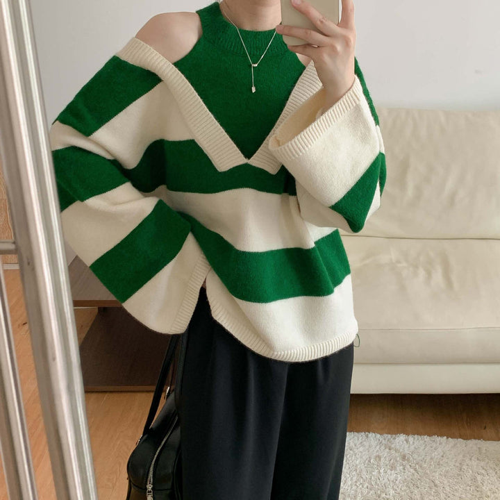 Damen trendiger Pullover mit Ausschnitten Drune