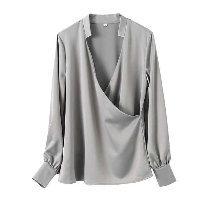 Damen elegantes Wickeloberteil mit detailsem V-Ausschnitt Drune