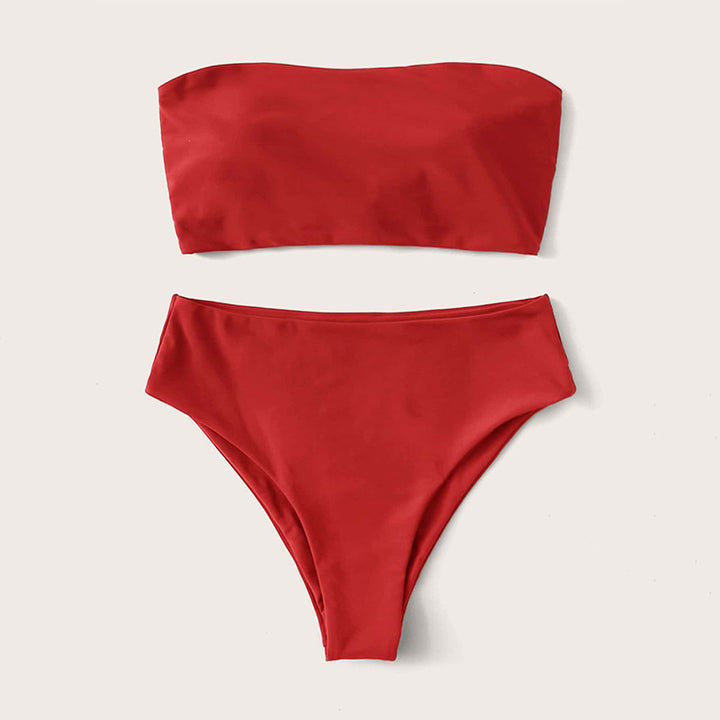 Damen Bandeau-Bikini mit hoher Taille Drune