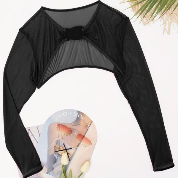 Damen Modischer Mesh-Oberteil mit langer Arm Drune