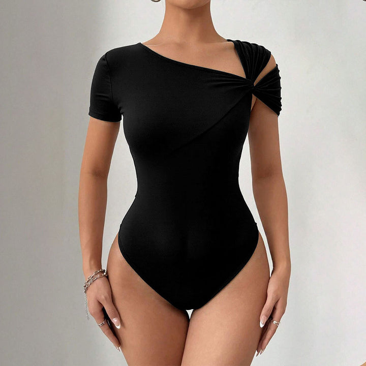 Damen Body mit asymmetrischem Schnitt und Drapierung Drune