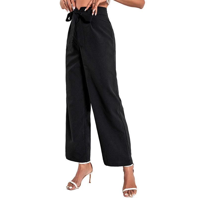 Damen weite Hochbundhose mit schickem Bindegürtel Drune