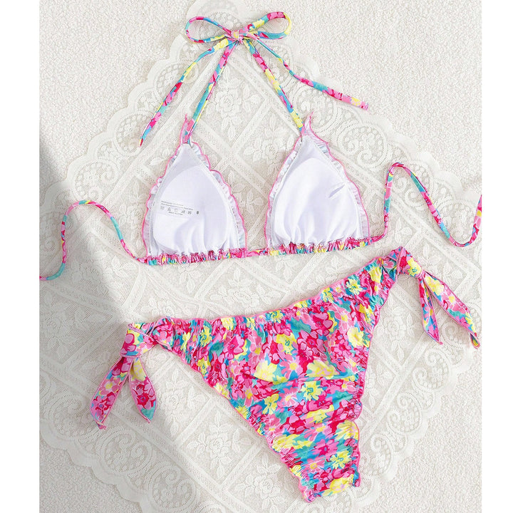 Damen Triangel-Bikini mit verspieltem Blütenmuster Drune