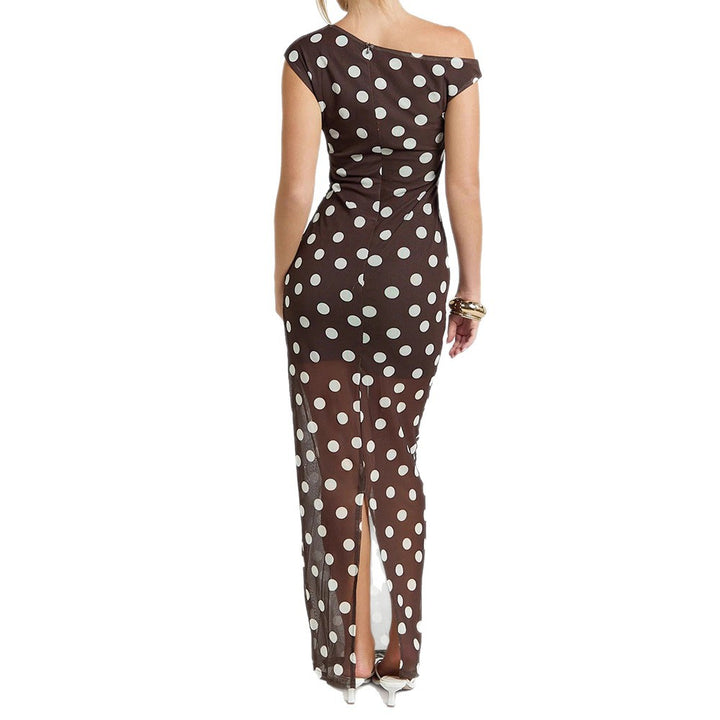 Damen Elegantes und transparentes Maxikleid mit Punkten Drune