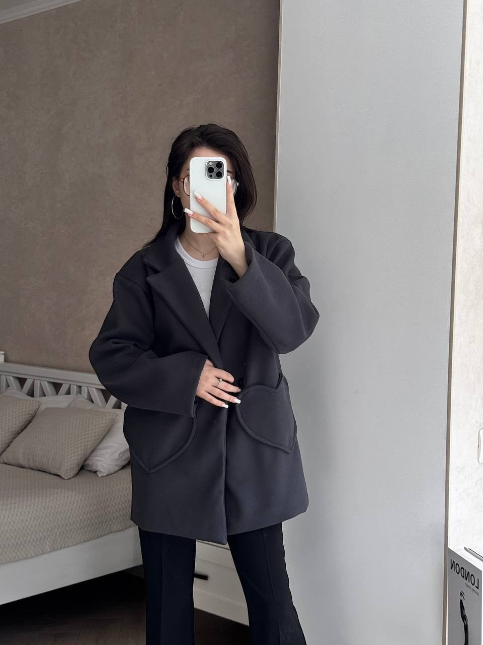 Damen modischer Oversized-Mantel mit großzügigen Taschen und Revers Drune