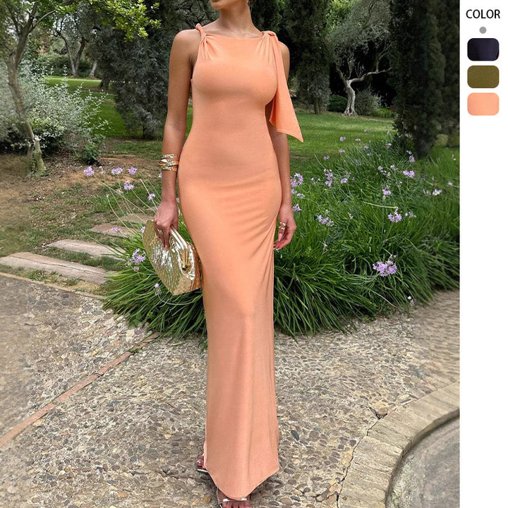 Damen Langärmliges Wickelkleid mit asymmetrischem Schnitt und eleganter Taillierung Drune