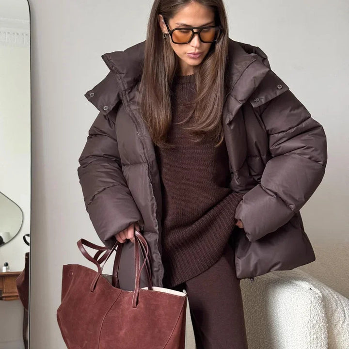 Damen Modische Daunenjacke mit hochschließendem Kragen Drune