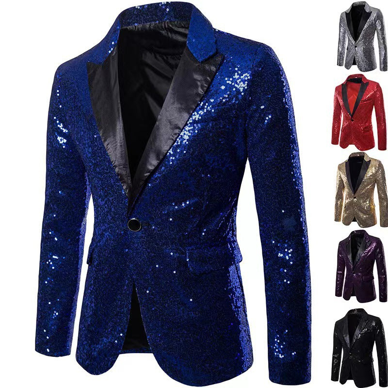 Herren schimmernder Pailletten Blazer Drune