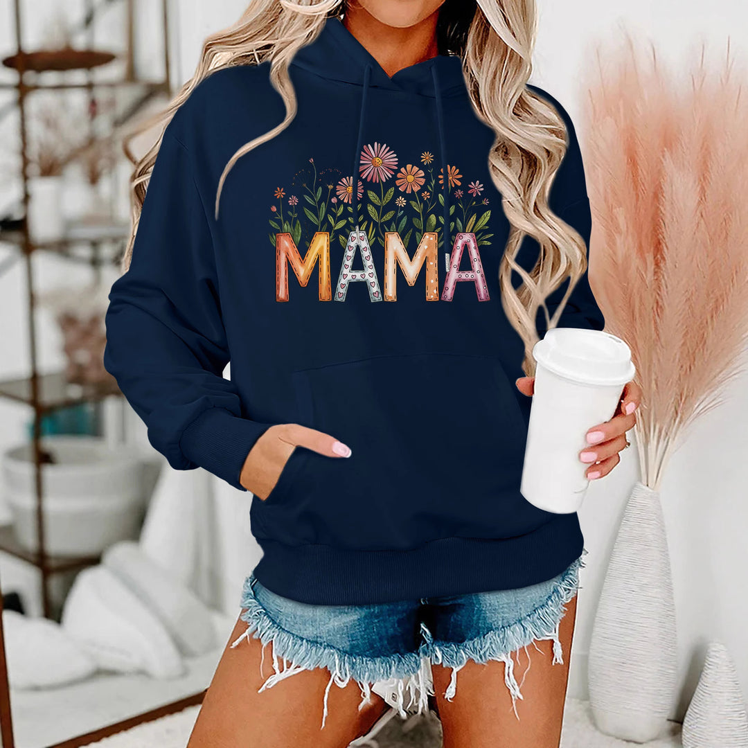 Damen Kapuzenpullover mit floralem Aufdruck und inspirierendem Schriftzug Drune