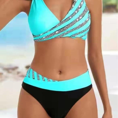 Damen Bikini-Set mit asymmetrischem Oberteil und modernem Wickeldesign Drune