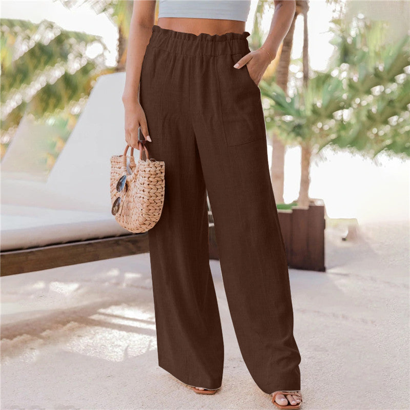 Damen Weite Palazzo-Hose mit elastischem Bund und praktischen Taschen Drune