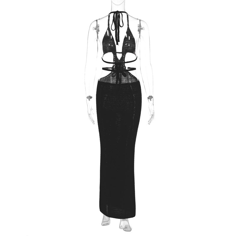 Damen Strick-Tankkleid mit cut-out Details und länglichem Schnitt Drune