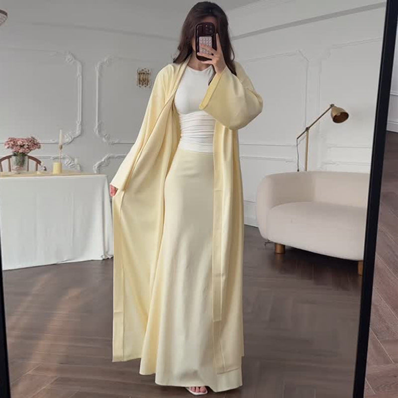 Damen eleganter Langmantel mit weich fließender Silhouette Drune