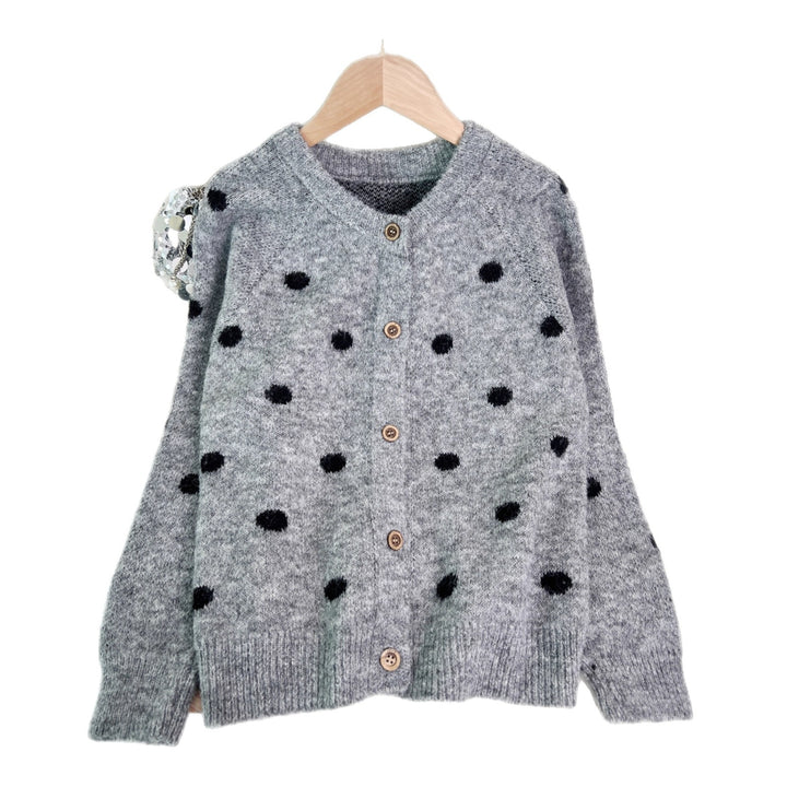 Damen kuschelige Strickjacke mit Punkten Drune