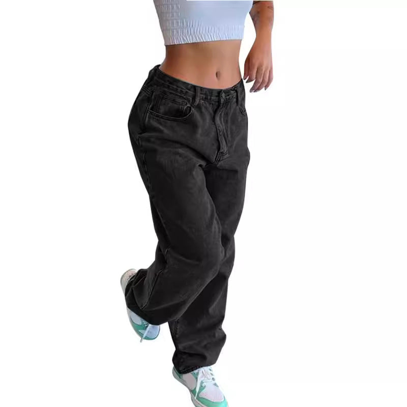 Damen nan relaxed-fit Baggy-Jeans mit hoher Taille und tiefem Schritt Drune