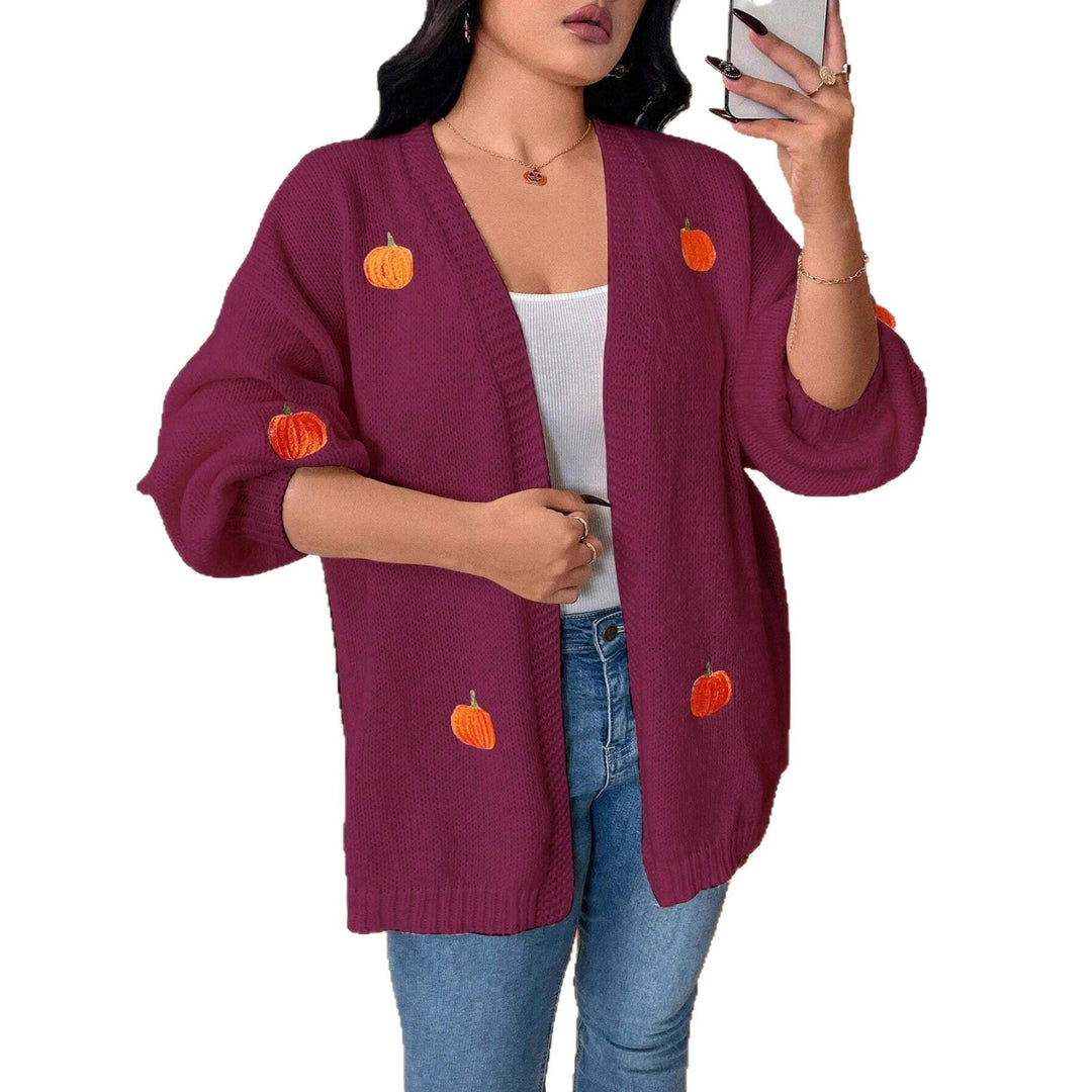 Damen Strickjacke mit herbstlichen Applikationen Drune