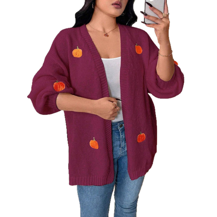 Damen Strickjacke mit herbstlichen Applikationen Drune