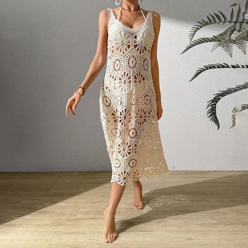 Damen luftiges Häkel-Maxikleid Drune