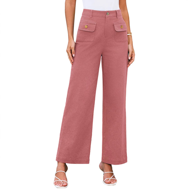 Damen Weit geschnittene Cargo-Hose mit praktischen Taschen und hohem Bund Drune