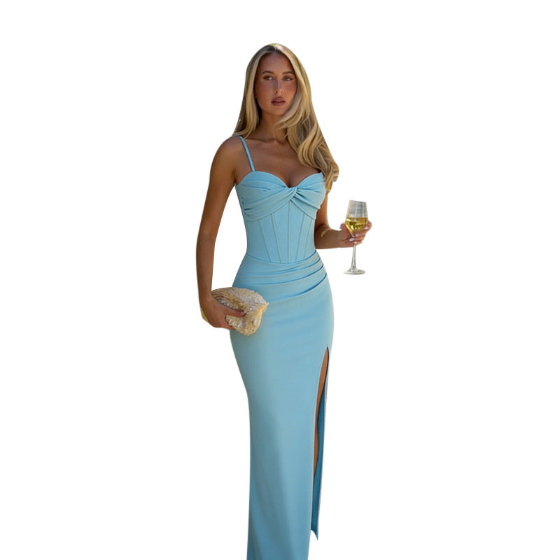 Damen Figurbetontes Maxikleid mit elegantem Wickeldesign Drune