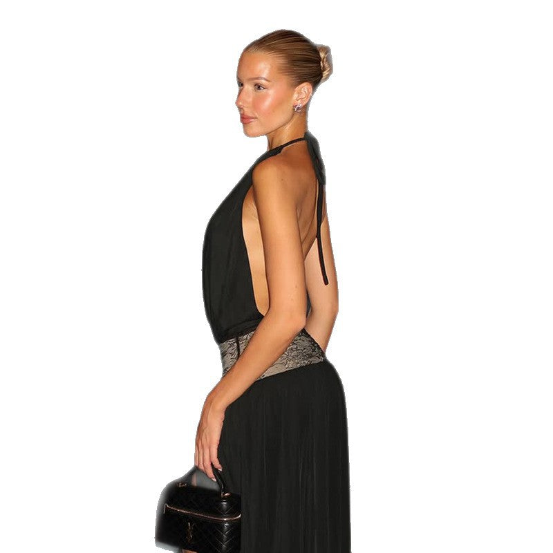 Damen Elegantes Maxikleid mit Spitzenakzenten Drune