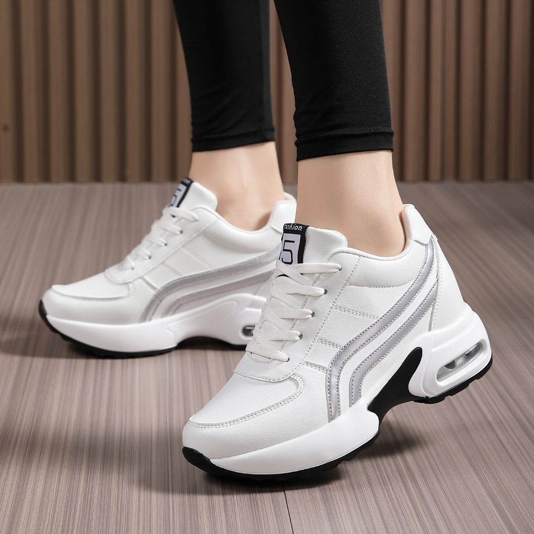 Damen nan Plateau-Sneaker mit sichtbarer Luftkammer, ergonomischer Keilsohle und gepolstertem Knöchelkragen Drune