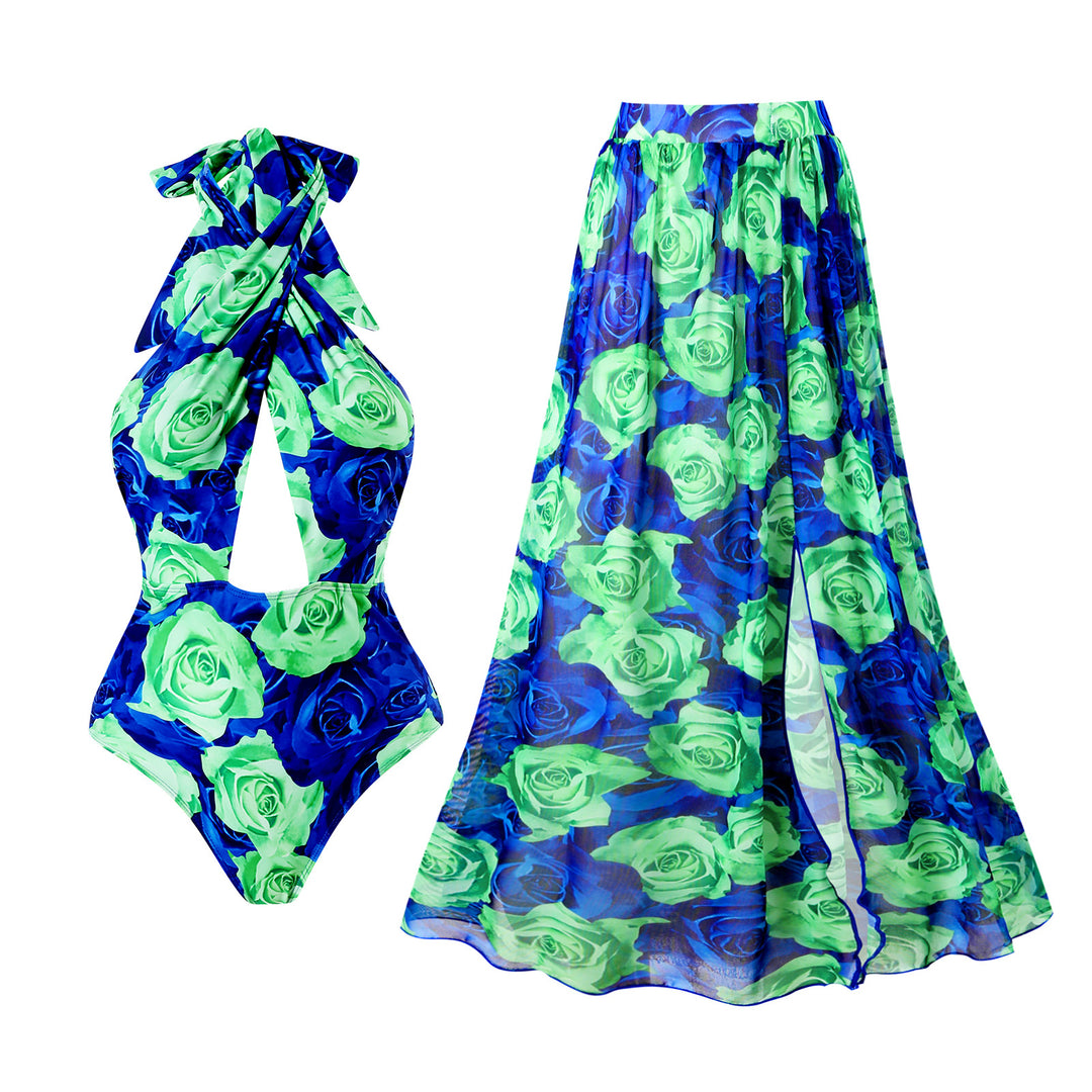 Damen Badeanzug mit innovativem Schnitt und floralem Design Drune