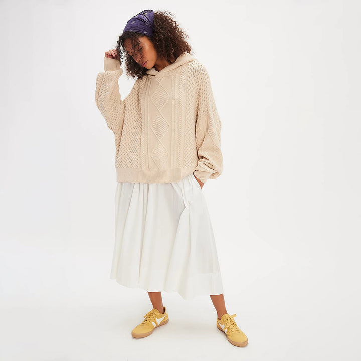 Damen Grobstrick-Hoodie mit stilvollem Zopfmuster Drune