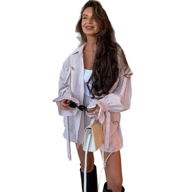 Damen lässige Kurzarm-Bluse und Shorts Kombination Drune