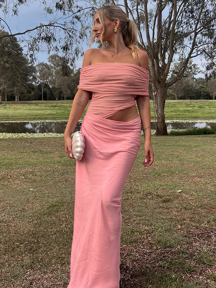 Damen Elegantes Wickelkleid mit Off-Shoulder Design und Drapierungseffekt Drune