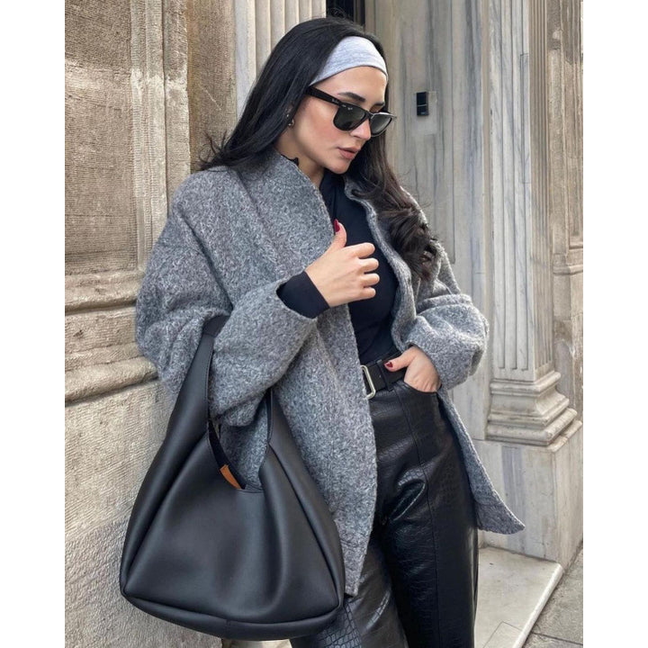 Damen Oversize Softshell-Jacke mit großem Kragen und praktischen Taschen Drune