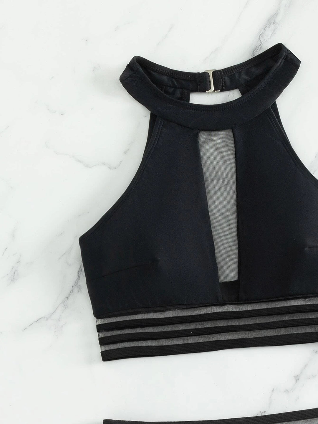 Damen Sportlicher Badeanzug mit Netzdetails Drune