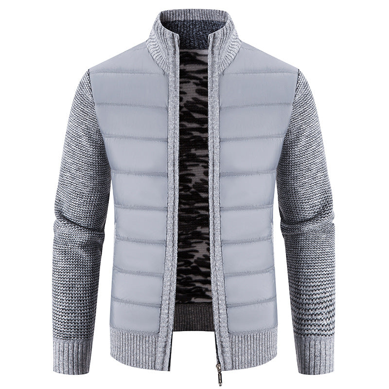 Herren nan Hybrid-Strick-Steppjacke mit wattierter Front, ergonomischen Strickärmeln und hohem Stehkragen Drune
