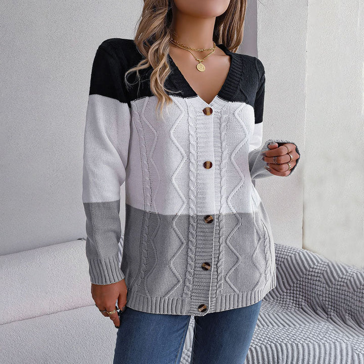 Drune | Farbblock Strickjacke Mit Modischem Stil