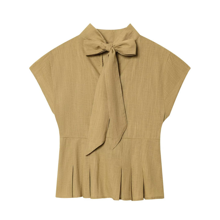 Damen Blusenshirt mit elegantem Stehkragen und plissierten Details Drune