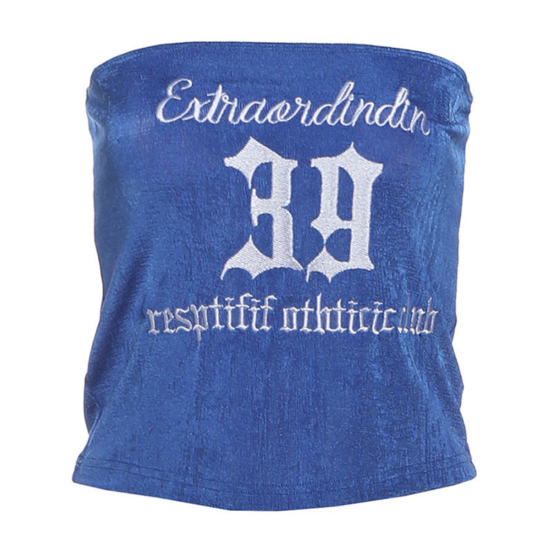 Damen Crop-Top mit kreativem Schriftzug Drune