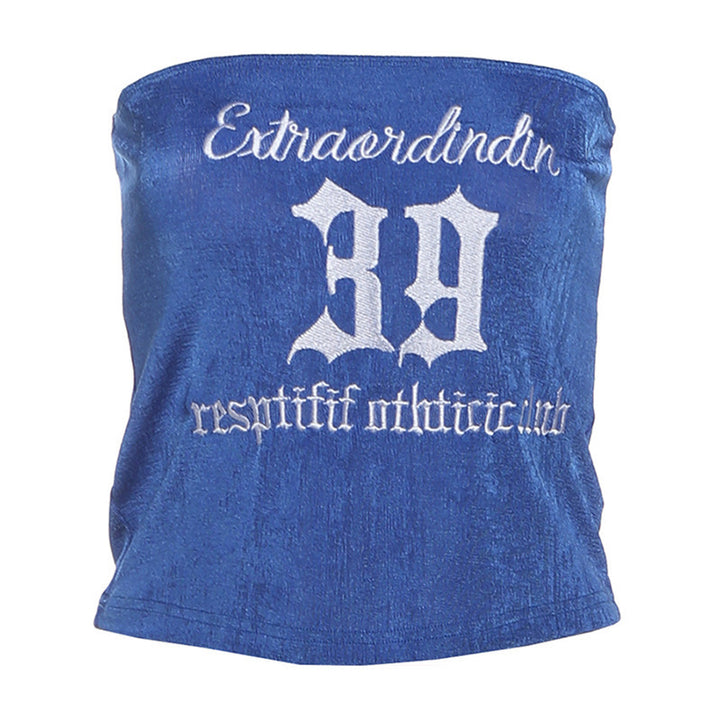 Damen Crop-Top mit kreativem Schriftzug Drune
