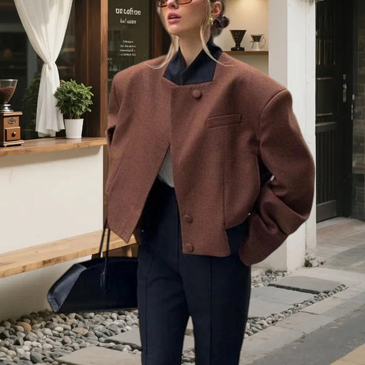 Damen modische cropped Jacke mit eleganten Knopfdetails Drune