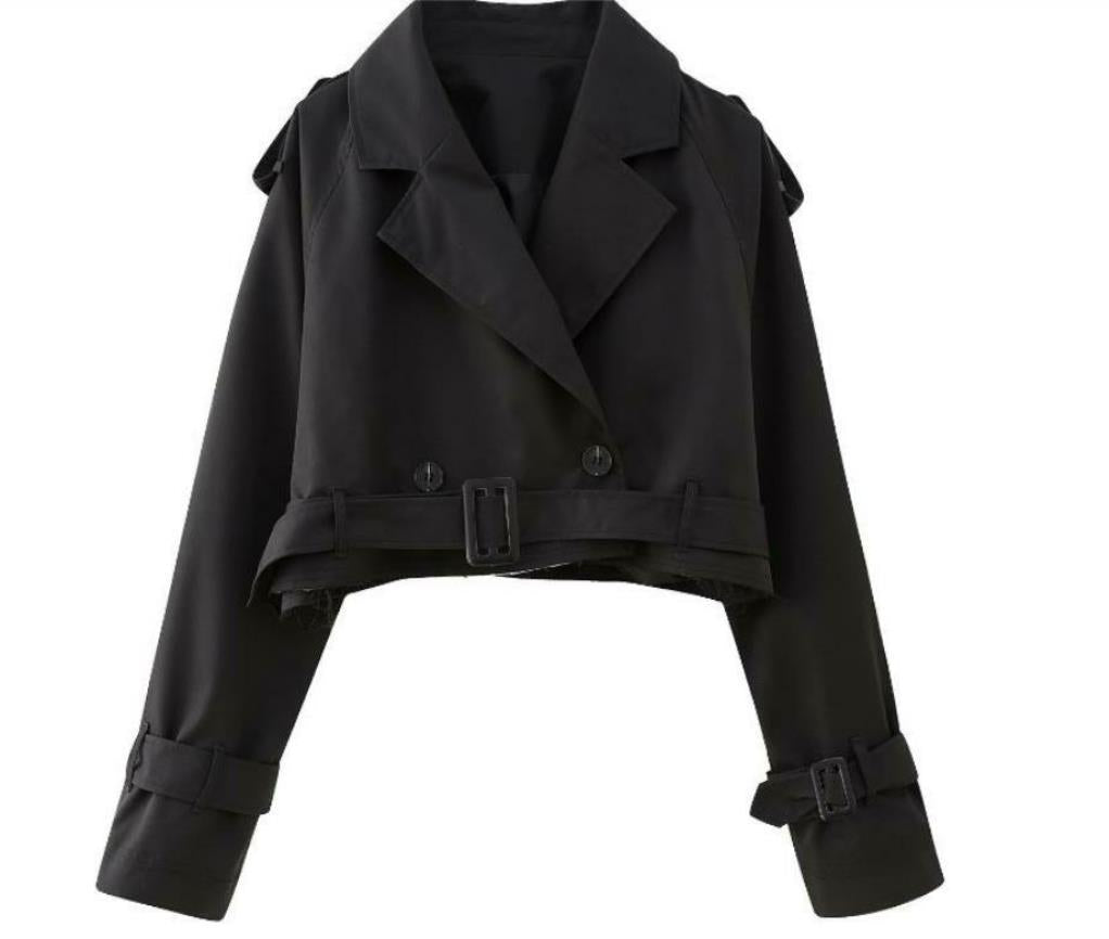 Damen modische kurze Trenchjacke Drune