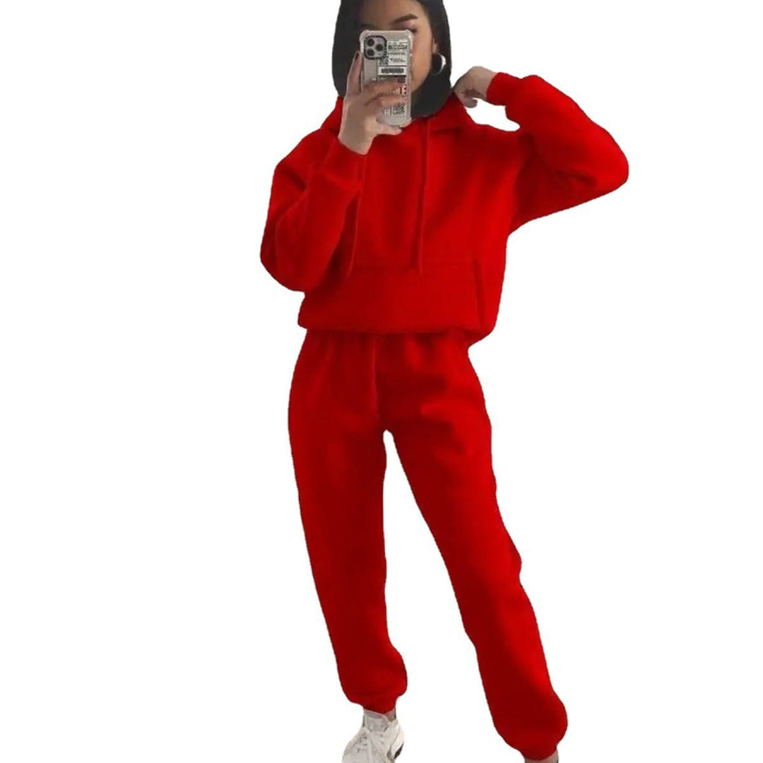 Damen nan kuscheliger Oversize-Kapuzenpullover und Highwaist-Jogginghose Set Drune