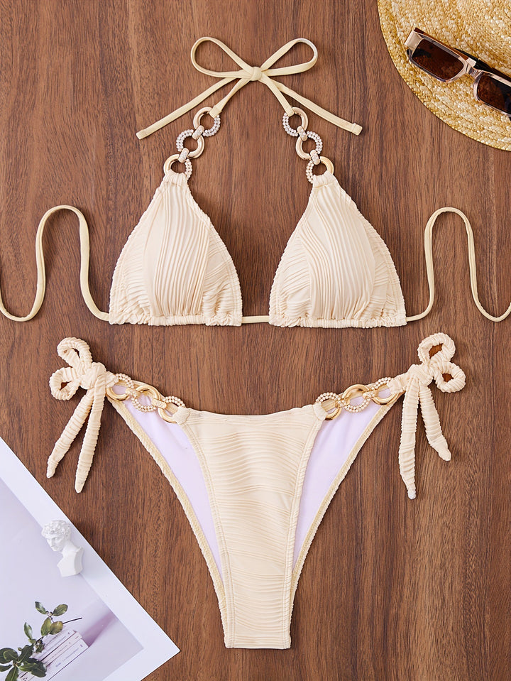 Damen Triangel-Bikini mit raffiniertem Rüschendesign und hochwertigen Ringdetails Drune
