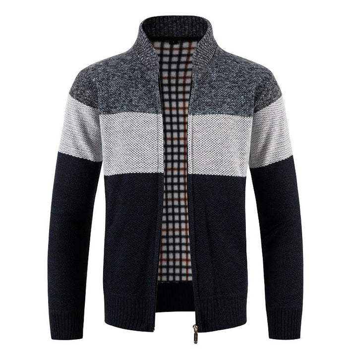 Herren Strickjacke mit modernem Farbblockdesign und kuscheligem Innenfutter Drune