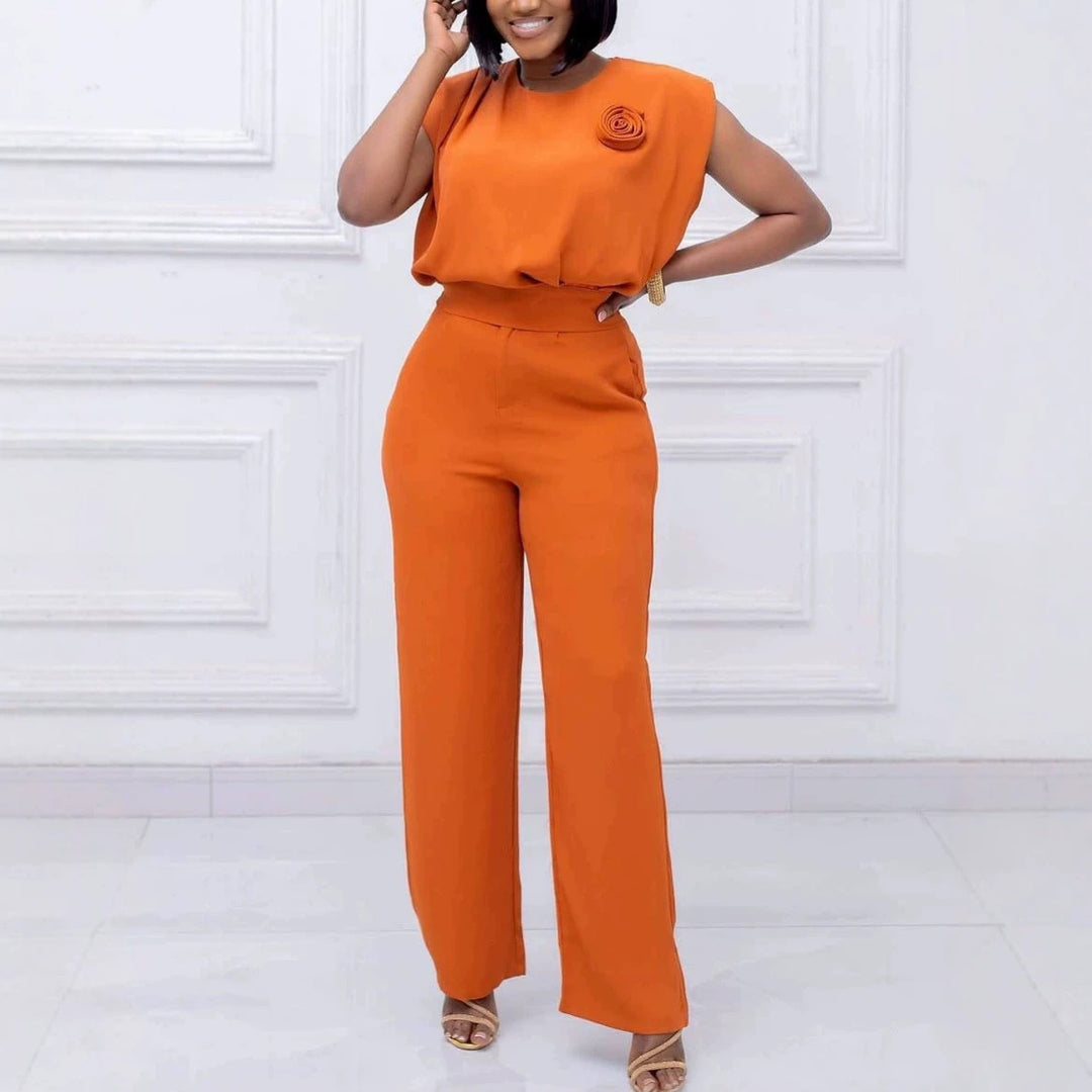 Damen eleganter All-in-One-Jumpsuit mit floralem Detail Drune