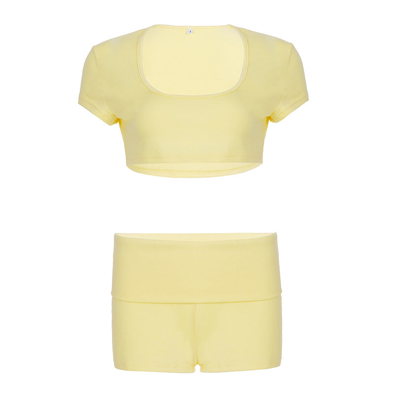 Damen Crop-Top und Shorts Set Drune
